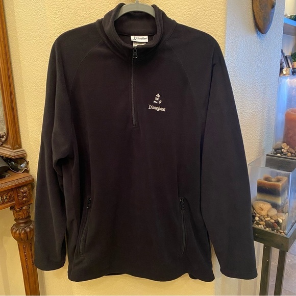 DISNEY PARKS Black 1/4 Zip Fleece Mickey Mouse Disneyland Pullover Size Medium - Picture 1 of 8